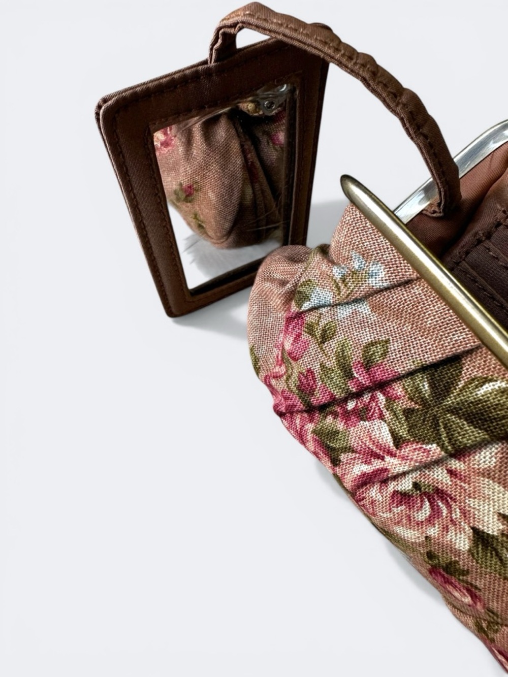 NWT Bleu Floral Tapestry Kiss-Lock Clutch & Wristlet - Rose - Picture 5 of 7